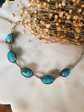 Load image into Gallery viewer, Sterling Silver Chinese Redskin 5 Stone Turquoise Choker with Handmade Chain