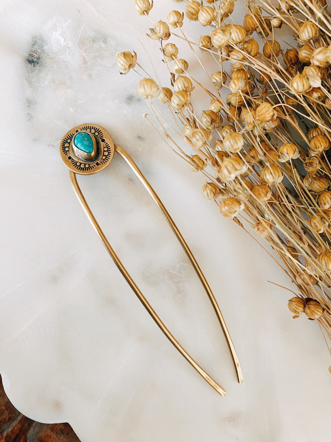 Red Brass Hair Fork - Hubei Turquoise