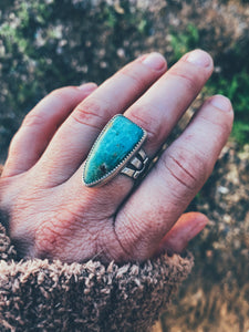 Chrysocolla ring in Sterling Silver