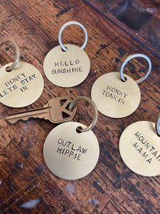 Red Brass Key Tag with Stamping