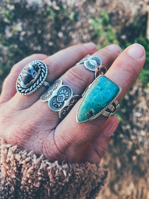 Chrysocolla ring in Sterling Silver