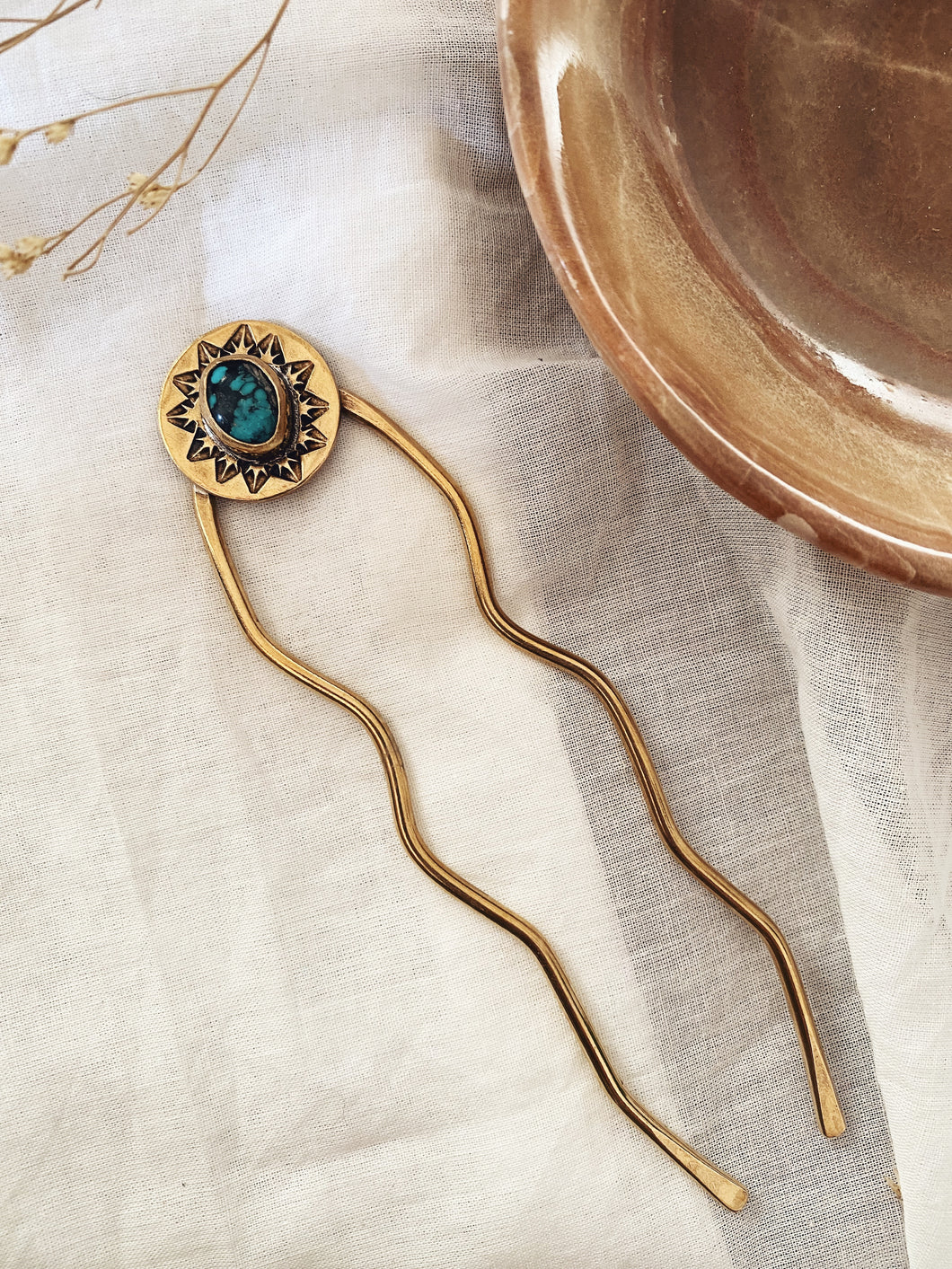 Red Brass Hair Fork - Hubei Turquoise