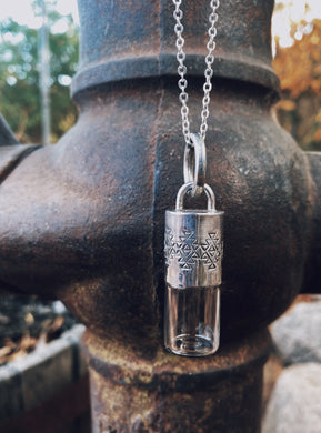 Free Bail Sterling Silver Stamped Roller Necklace